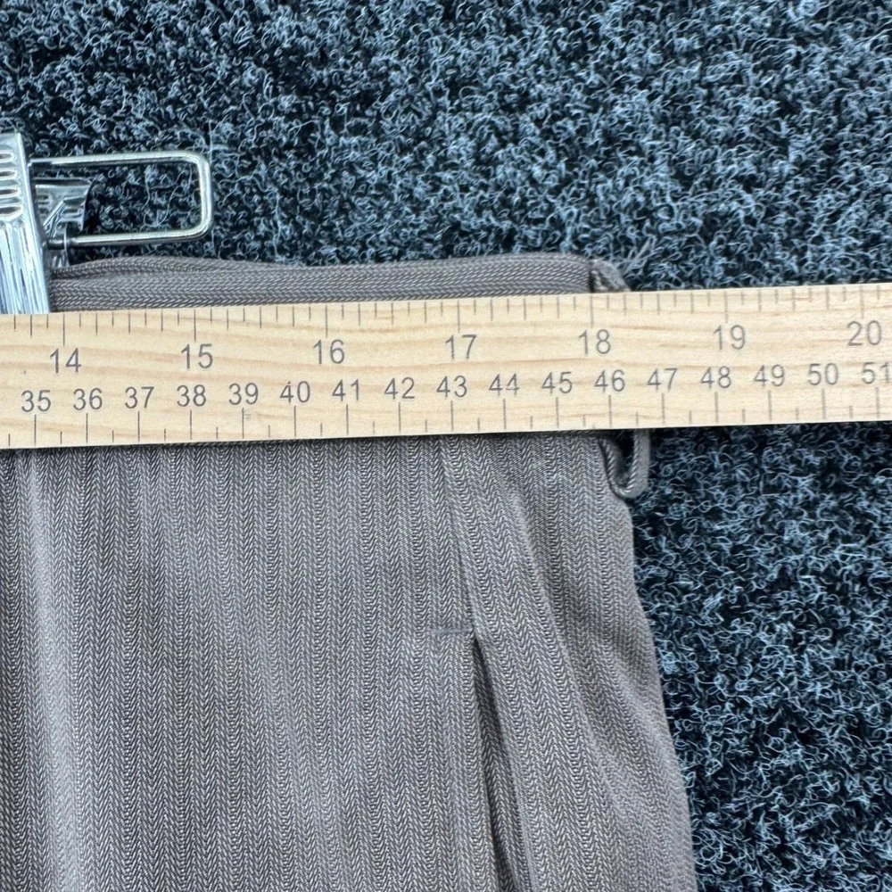 Tommy Bahama Mens 36 Brown Herringbone 100% Silk Pleated Cuffed Dress Pants